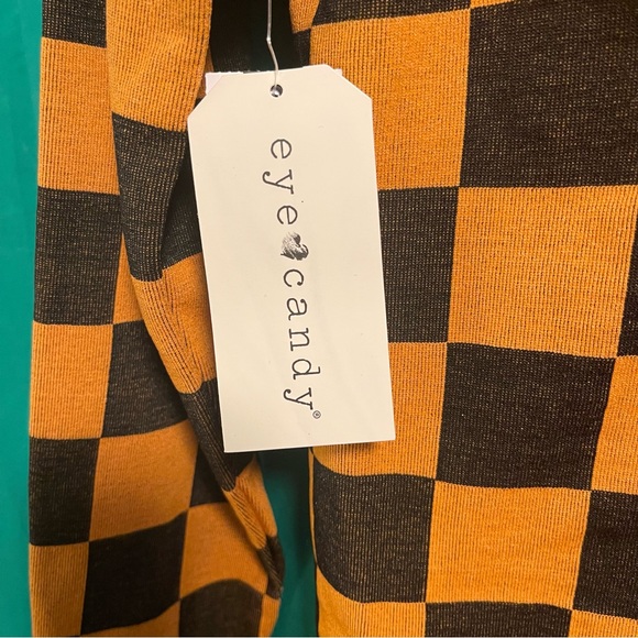 Eye Candy Plus Size Black and Yellow Checkered Zip Up Sweatshirt - L - Picture 11 of 11